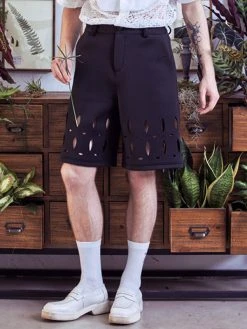 Mens Solid Hollow Out Casual Mid Length Shorts -Incerun Shop 44ad77cf 3deb 428f 8b2b f601c1be1896