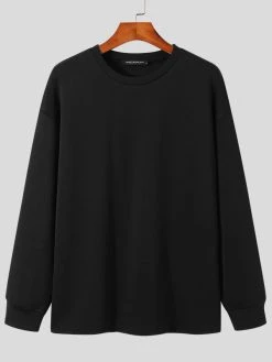 Mens Casual Solid Color Long-sleeved T-Shirts -Incerun Shop 45ad7e1c b168 4ef4 be5d 9830c2212448
