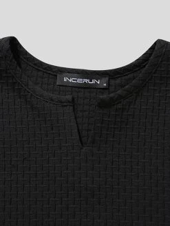 Men V-neck Half-sleeve Solid Color T-Shirt -Incerun Shop 4609f790 6c96 408a 8c3e 159f70027e1c