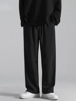 Mens Loose Fit Straight Leg Casual Pants