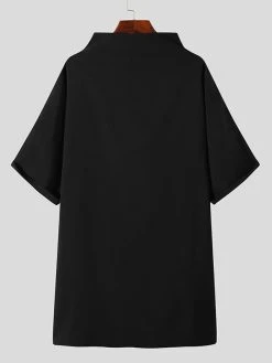 Men Side Placket Casual Half Sleeves Shirt -Incerun Shop 46c24a3f 1eb7 4101 a69c 174d176733b1