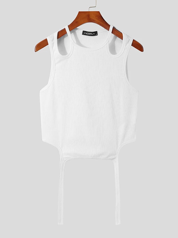 Mens Sexy Cutout Shoulder Crop Tops Vest 4 Mens Sexy Cutout Shoulder Crop Tops Vest - Image 2