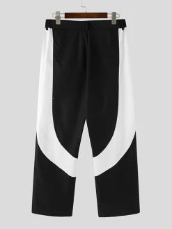 Mens Contrast Patchwork Casual Straight Pants With Pocket -Incerun Shop 47854c22 087a 4408 a8b8 fe2cd8f20e3d