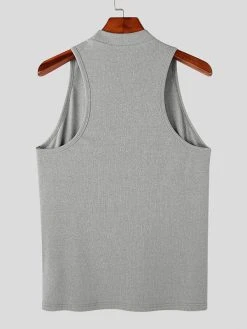 Mens Solid Half Collar Sleeveless Knit Tank -Incerun Shop 4788ad53 dc7a 427c ba26 a9f2fa0963f8