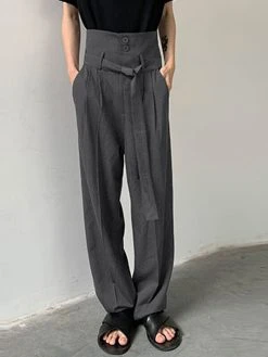 Mens Japan High Waist Solid Pants With Belt -Incerun Shop 4b159dcf c96d 4713 ab01 f093afed1efa