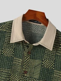Mens Ethnic Print Patchwork Lapel Short Sleeve Shirt -Incerun Shop 4b1b64ed 17e1 42ba 85de 0dec33cc4d6d