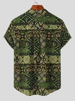 Mens Ethnic Totem Print Cotton Short Sleeve Henley Shirt -Incerun Shop 4b810b3d ec4d 49f7 a109 0883ef7cc6ae