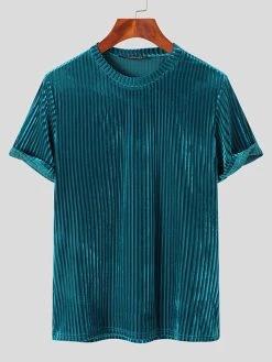 Mens Velvet Striped Round Neck Casual T-shirts 17 Mens Velvet Striped Round Neck Casual T-shirts -Incerun Shop 4d15c2fe 7ac7 4b19 91b1 956a57b3c3d6