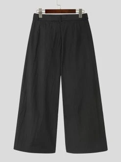 Mens Solid Texture Casual Wide Leg Pants With Belt 15 Mens Solid Texture Casual Wide Leg Pants With Belt -Incerun Shop 4db8a0eb d5ce 4222 98b2 94945be1b8a9