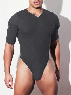 Mens Sexy Notch Neck Half Sleeve Bodysuit -Incerun Shop 4dee572a 1dd1 4005 bf34 018b50d7282d