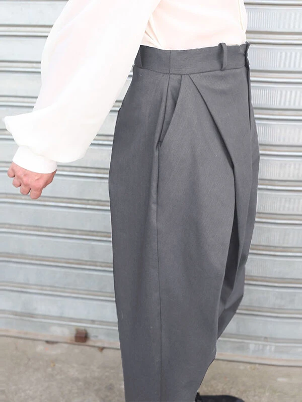 Men Plain Cross Pleated Pants 4 Men Plain Cross Pleated Pants - Image 2
