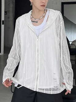 Mens Lace Hollow Out Zip Front Hooded Jacket -Incerun Shop 5030223c 3ad6 4cdb 8719 208bca98401a