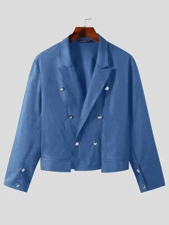 Mens Double-breasted Cutout Long-sleeved Jacket -Incerun Shop 507ff8f3 9c19 41fa 866f 181b2dacbb76