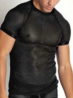 Mens Glitter See Through Raglan Sleeve T-Shirt