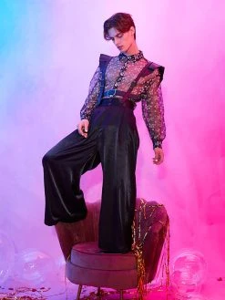 Men See Through Mesh Floral Print Shirt -Incerun Shop 510a6c95 7b98 48ba a8bf aad440d1b44a