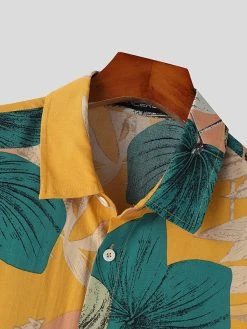 Mens Plant Print Lapel Short Sleeve Shirt -Incerun Shop 5137b074 9aba 4547 904a 4196c6877705