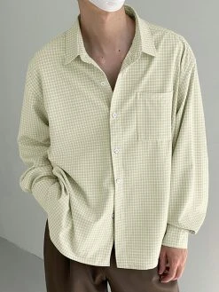 Mens Plaid Pattern Long Sleeve Loose Shirt -Incerun Shop 513be0a7 1679 4677 8af9 a1181cdd97dc