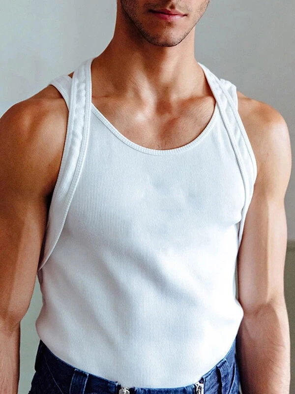 Mens Solid Color Casual Skinny Sleeveless Tank 5 Mens Solid Color Casual Skinny Sleeveless Tank - Image 3