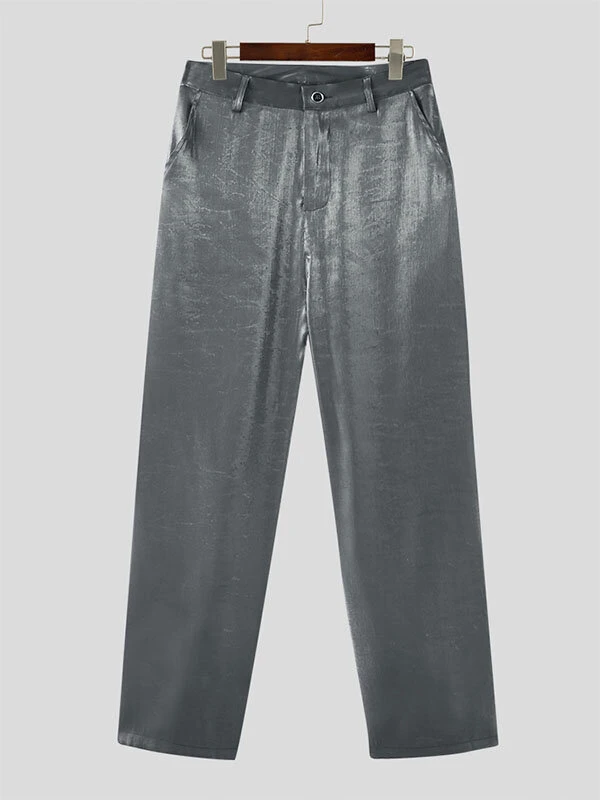 Mens High Shine Casual Straight Pants 6 Mens High Shine Casual Straight Pants - Image 4