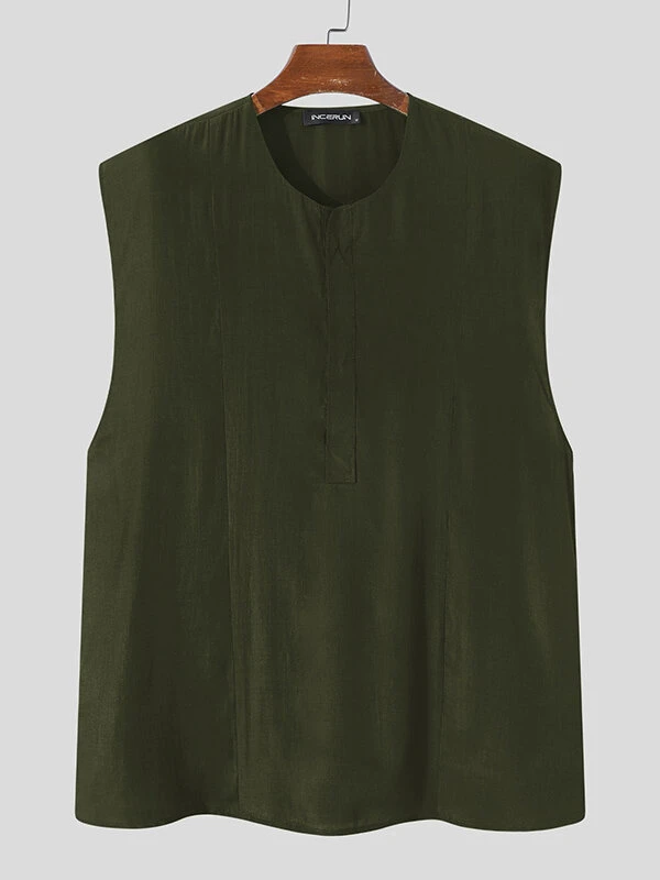 Men Plain Sleeveless Shirt 6 Men Plain Sleeveless Shirt - Image 4