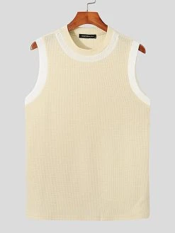 Mens Knitted Grid Color Block Tank Top -Incerun Shop 544b0408 68fc 403c b9ad e74f5b32bc76