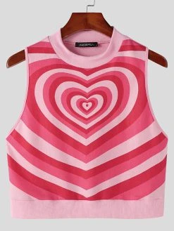 Mens Heart Print Crew Neck Sleeveless Tank -Incerun Shop 54b2fc10 7967 4dc9 98fa 2cd2aeb5a7eb