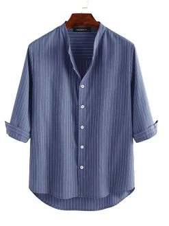 Men Cotton Linen Striped Stand Collar Shirt 14 Men Cotton Linen Striped Stand Collar Shirt -Incerun Shop 55029d08 d827 4bc3 b08a b89ccf143497