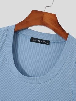 Men Plain Slim Back Cutout Vest -Incerun Shop 55322218 1614 4f4c 96a1 343026dd2c2f