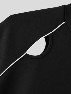 Mens Cutout Half-Collar Piped Raglan Sleeve T-Shirt -Incerun Shop 558ebaac b306 4dc0 9e21 1983e671288f