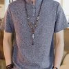 Men Soild Chinese Button V-neck Short Sleeve Henley Shirt -Incerun Shop 5663697c 2691 4a84 8aa3 25ac6bb8334b