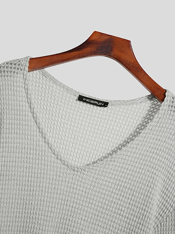 Mens Solid Long Sleeve V-neck T-shirt 10 Mens Solid Long Sleeve V-neck T-shirt - Image 8