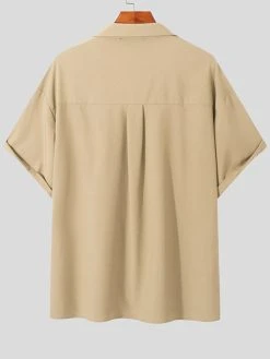 Mens Revere Collar Half Sleeve Button Shirt -Incerun Shop 56ca84d4 9af7 48eb 89a5 d24a06d74e99