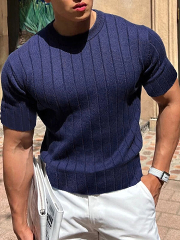 Mens Solid Short Sleeve Knit T-shirt 3 Mens Solid Short Sleeve Knit T-shirt