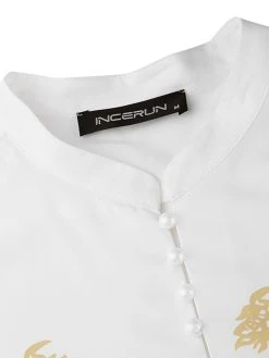 Mens Mid-Long Ethnic Totem Printed Long Sleeve Shirts -Incerun Shop 56ec7c92 949d 440e a3dd 9082cb30a590