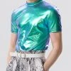 Mens Ombre Metallic Half-Collar Short Sleeve T-Shirt 1 Mens Ombre Metallic Half-Collar Short Sleeve T-Shirt -Incerun Shop 576316a2 87a8 415c 8dda 33039b58f287
