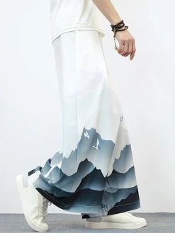 Mens Chinese Style Crane Landscape Print Wide Leg Pants -Incerun Shop 57cb876e 1d01 43b9 a585 762320b8c8b0