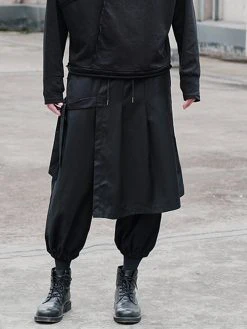 Mens Solid Tie Side Hippie Loose Drawstring Waist Pants