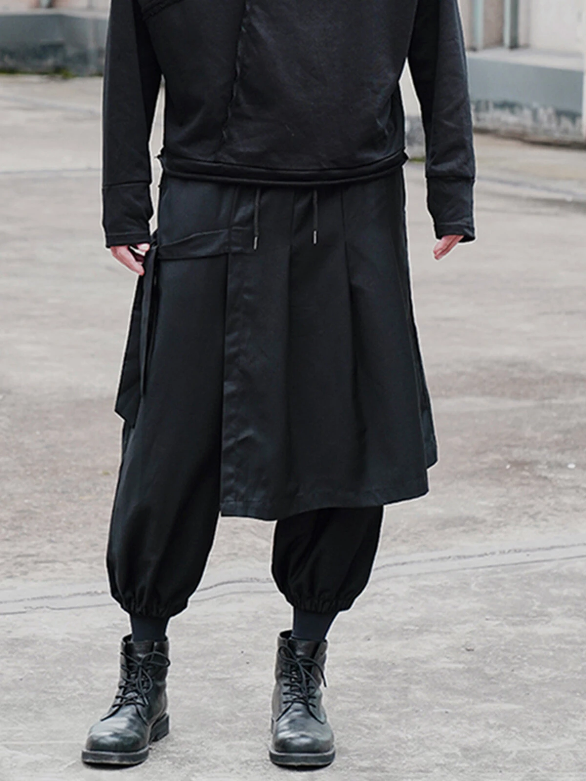 Mens Solid Tie Side Hippie Loose Drawstring Waist Pants 3 Mens Solid Tie Side Hippie Loose Drawstring Waist Pants