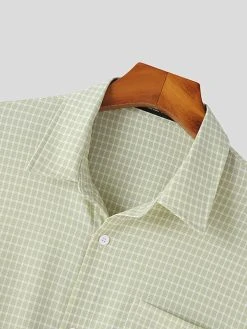 Mens Plaid Pattern Long Sleeve Loose Shirt -Incerun Shop 593d21de 8c46 479e a387 221153f55f71