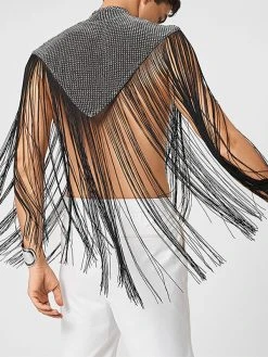 Mens Tassel Hem High Neck Cloak -Incerun Shop 594a7235 a5a9 48bc 9074 c213e10a9a79