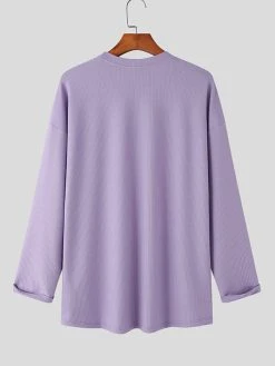 Mens Japan Solid Long Sleeve Slit T-shirt -Incerun Shop 5c208a6e feab 4a80 9619 550f54772ae8