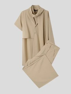 Men Plain Irregular Hem Sleeve Loose 2 Piece Set 11 Men Plain Irregular Hem Sleeve Loose 2 Piece Set -Incerun Shop 5ed9705f e32c 4676 b0b4 7e465e0efc0c