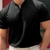 Mens Solid Notched Neck Casual Short Sleeve T-Shirt -Incerun Shop 5f939f72 a325 4013 9711 042f15e9336f