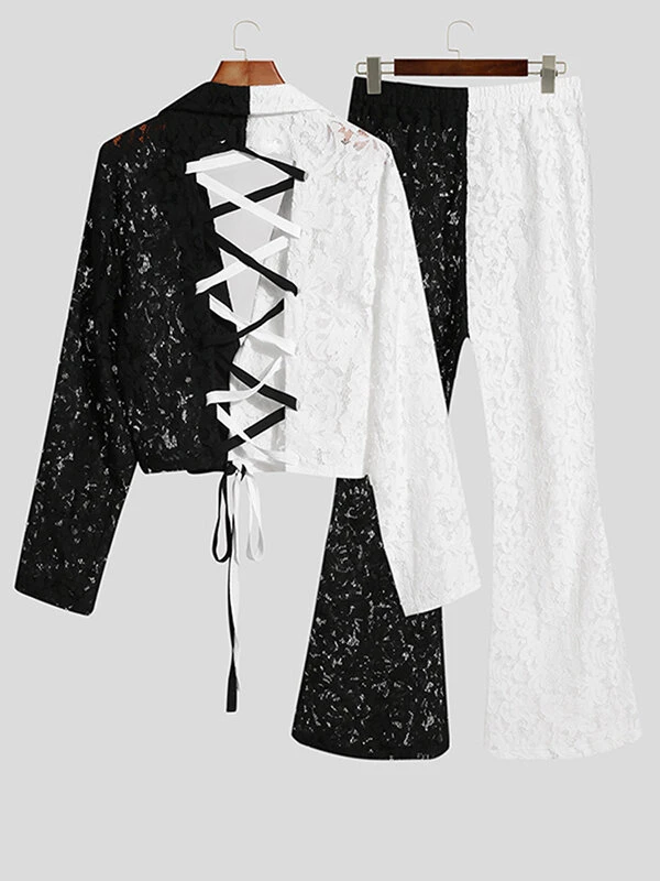 Mens Two Tone Lace Blazer 2PCS Outfits 7 Mens Two Tone Lace Blazer 2PCS Outfits - Image 5