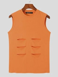 Men Sexy Cutout Pit Strip Sleeveless Slim Vest -Incerun Shop 6011e061 ce38 4e44 841f 536913fada20