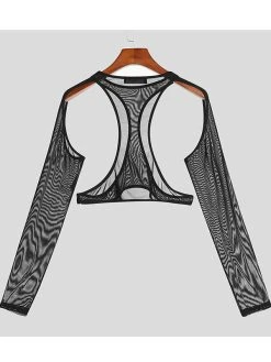 Mens Mesh See-through Triangle Jumpsuit -Incerun Shop 60fbdbde 628a 4f08 95c3 b2e2cf47b396