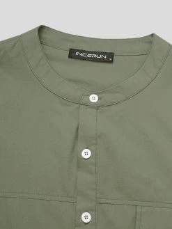 Mens Solid Short Sleeve Pocket Button Front Shirt 12 Mens Solid Short Sleeve Pocket Button Front Shirt -Incerun Shop 60ff9ae4 87b6 436e 9b8c cdd3d7796519