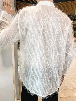 Mens Striped Fringe See-through Shirt 15 Mens Striped Fringe See-through Shirt -Incerun Shop 621a1c3c 23f9 4f84 8f6a d156e822c95b