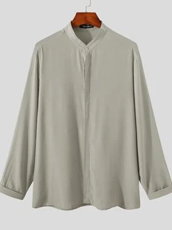 Men Stand-up Collar Silky Solid Color Shirt 12 Men Stand-up Collar Silky Solid Color Shirt -Incerun Shop 626c9098 79f7 455c b865 527ed415e080