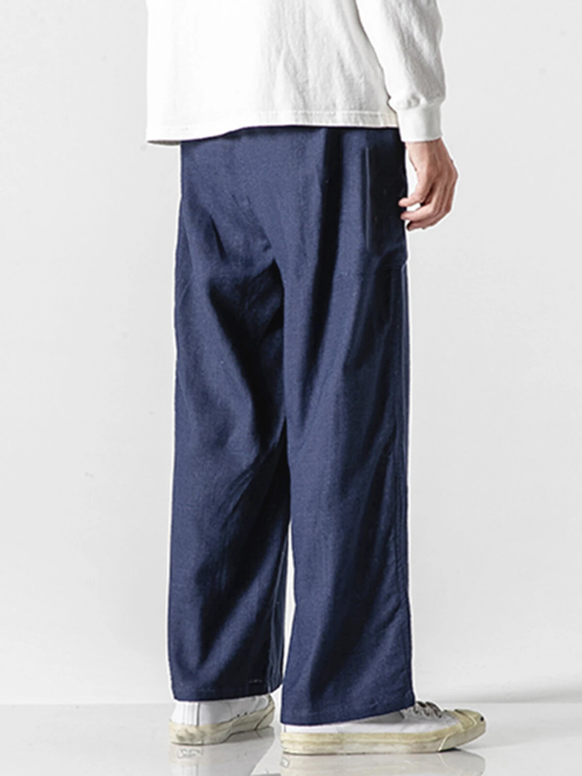 Mens Linen Straight Loose Wide-leg Pants 5 Mens Linen Straight Loose Wide-leg Pants - Image 3